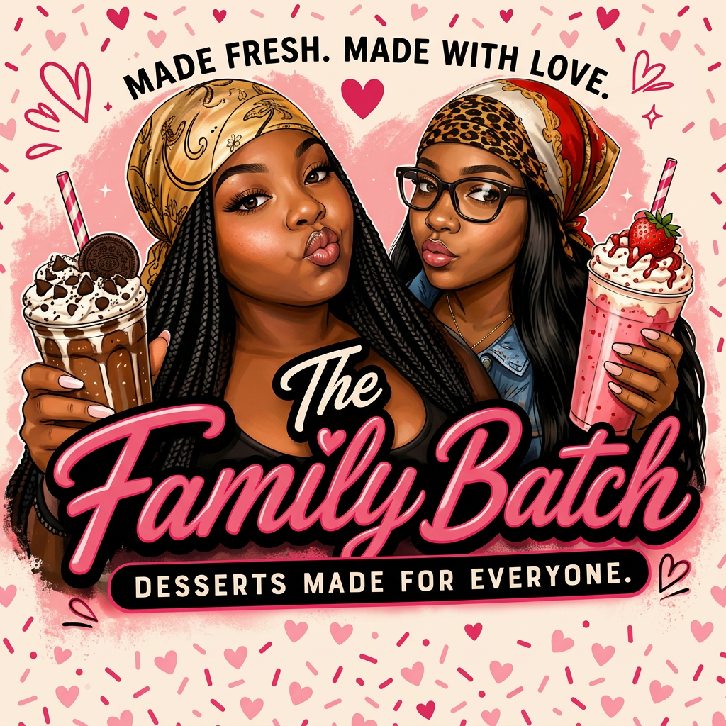 The Family Batch — two sisters holding milkshakes